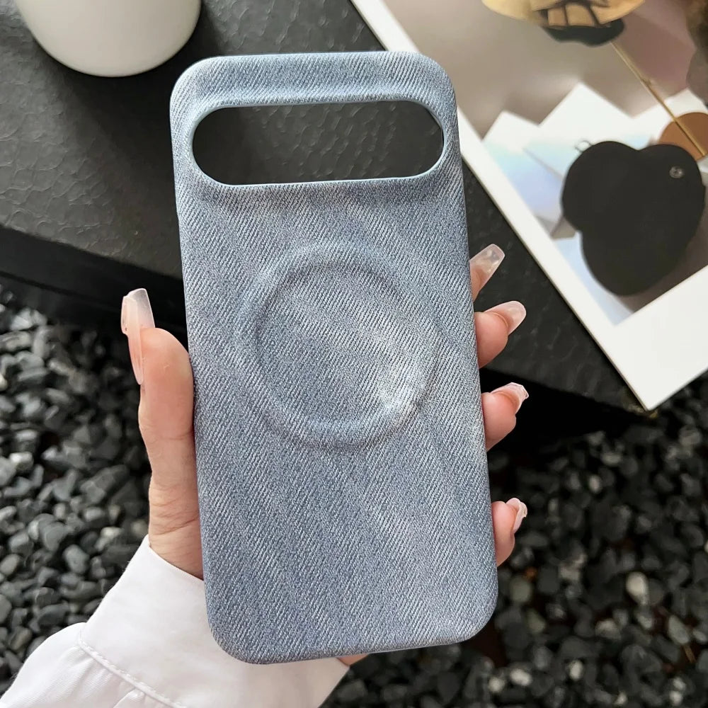 Original Cowboy Leather Texture For Magsafe Phone Case For Google Pixel 11 10 9 8 7 A Pro XL Full Frosted Magnetic Bumper Cover