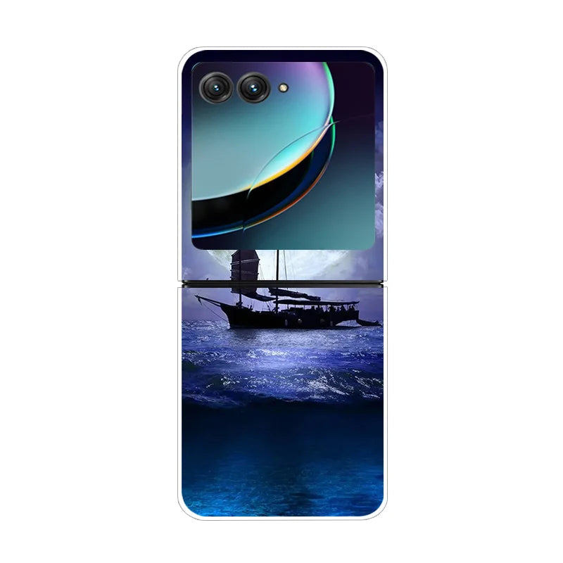 For Moto Razr40 Ultra 5G Case Plastic Wolf Lion Marble PC Hard Back Covers for Motorola Razr 40 Ultra Razr+ Razr4 2023 Capa