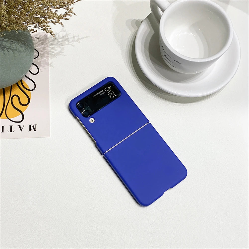 Candy Color Frosting PC Case For Samsung Galaxy Z Flip 6 5GFor Z Flip5 Flip3 Flip4 Ultra Thin Solid Color Hard PC Back Cover