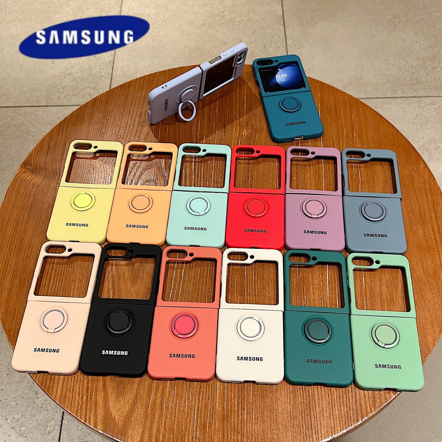 Luxury Official Candy Color Liquid Silicone  Ring Holder Phone Case Samsung Galaxy Z Flip 7 6 5 4 3 Shockproof Protective Cover