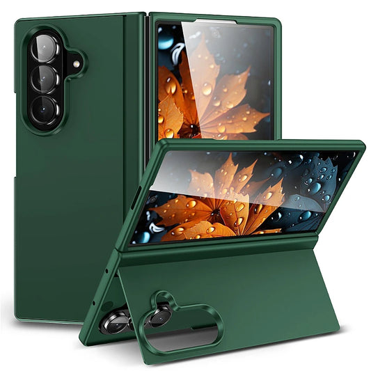 Skin Feel Invisible Bracket Case For Samsung Galaxy Z Fold 7 6 5 4 3 ZFold7 5G Protection Plain 2-piece Set Shockproof Cover