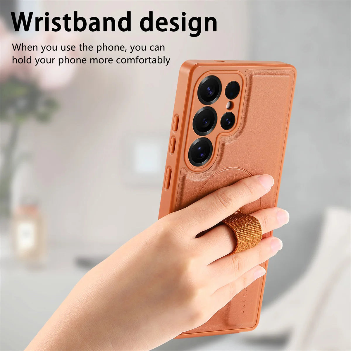 For Magsafe Magnetic Wrist Strap Phone Case for Samsung Galaxy S25 Edge S25 Ultra S24+ Plus Leather ShockProof Protective Cover