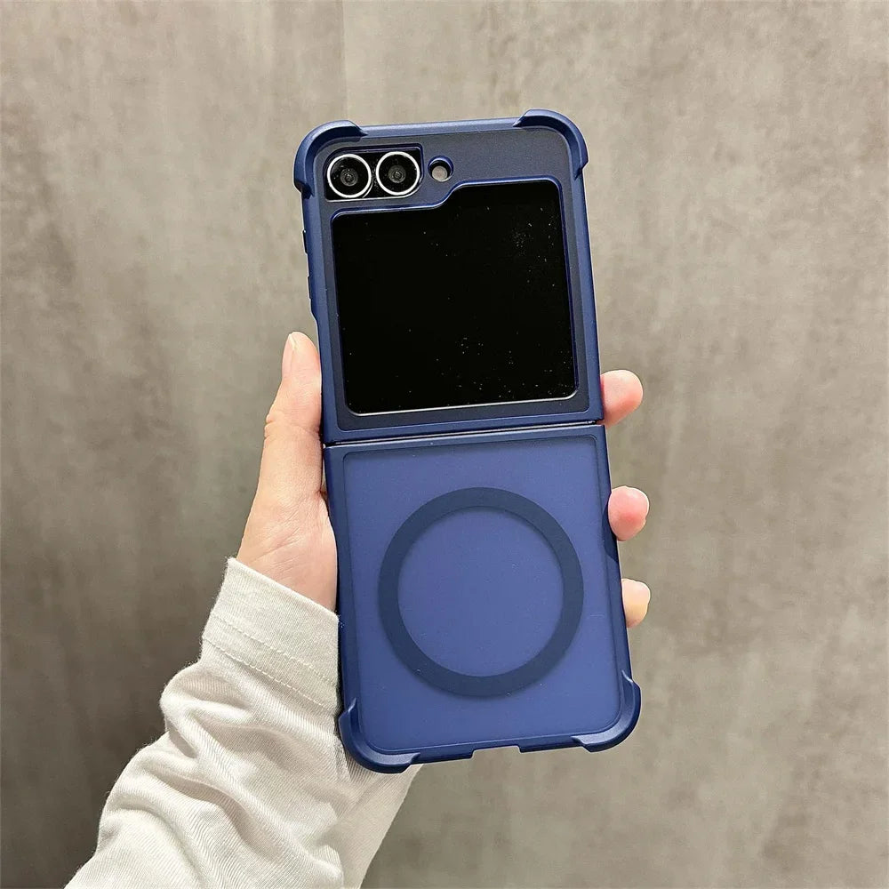 For MagSafe Magnetic Translucent Matte Phone Case For Samsung Galaxy Z Flip 7 6 5 4 3 Flip6 Flip Flip4 Flip7 5G Shockproof Cover