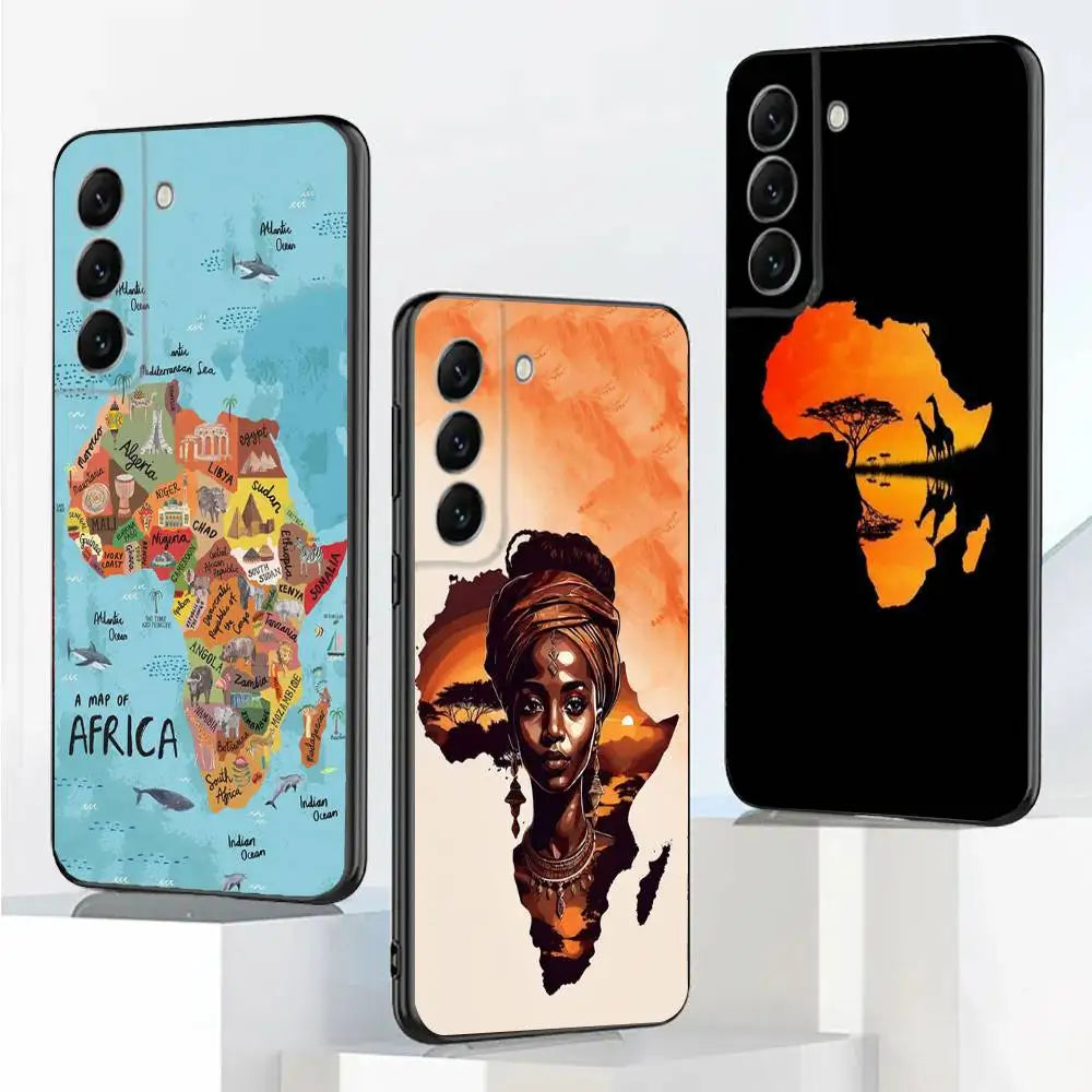 Africa Map Geogra Phone Case For Samsung Galaxy A20,A21s,A22,A31,A32,A52,A53,A72,73,A80,A91 Soft Black Cover