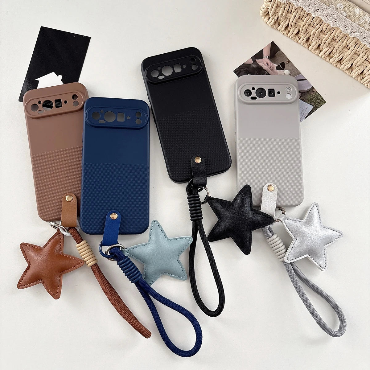 Polka Dot Silicone Star Strap Lanyard Phone Case For Google Pixel 10 6 7 8 9 10 Pro 10A 9A 8A 7A 6A Pixel 9 Pro XL 5G Soft Cover