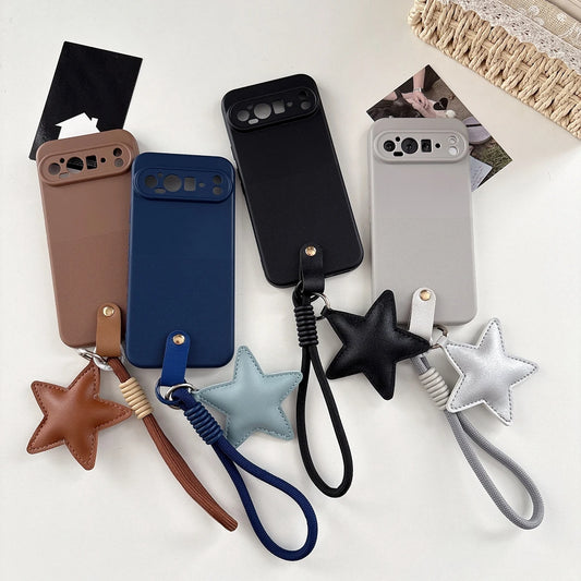 Polka Dot Silicone Star Strap Lanyard Phone Case For Google Pixel 10 6 7 8 9 10 Pro 10A 9A 8A 7A 6A Pixel 9 Pro XL 5G Soft Cover