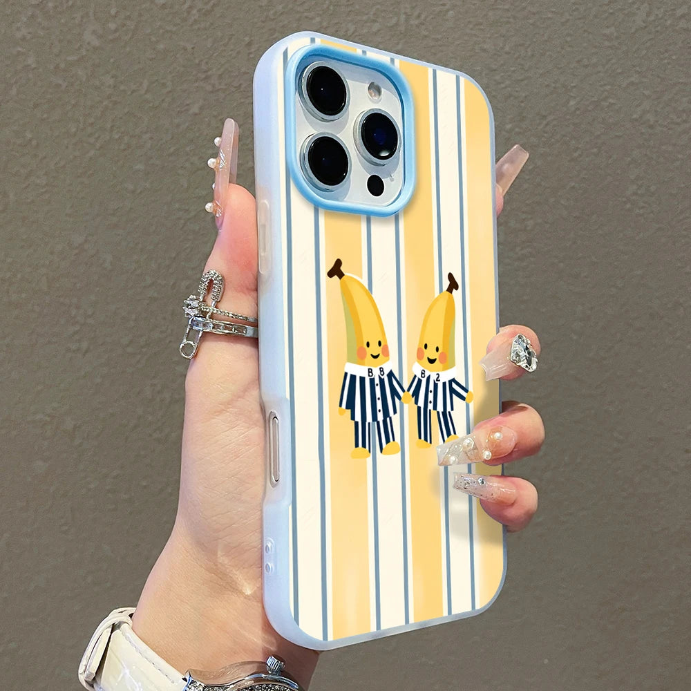 Cute Twin Cartoon Banana Sketch Jelly Phone Case For Samsung Galaxy A57 A56 A55 A54 A37 S26 S25 S24 S23 S22 Ultra Plus FE Clear