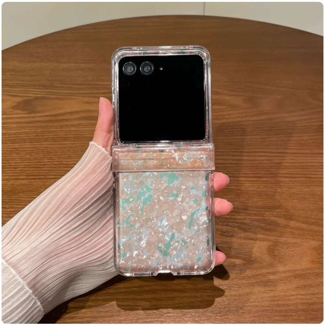 Luxury Shinny Seashells Plastic Case Hing Cover Case For Motorola Razr 40 50 60 Ultra