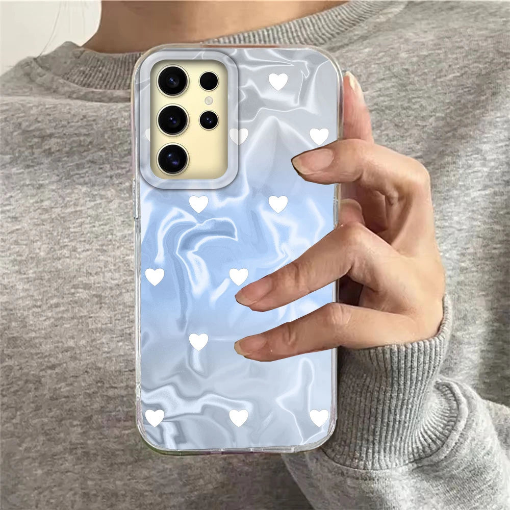 Pink Heart Love Women Girls Pattern Phone Case For Samsung Galaxy S24 S22 S23 S25 Edge S21 Plus S20 FE Ultra Shell Back Cover