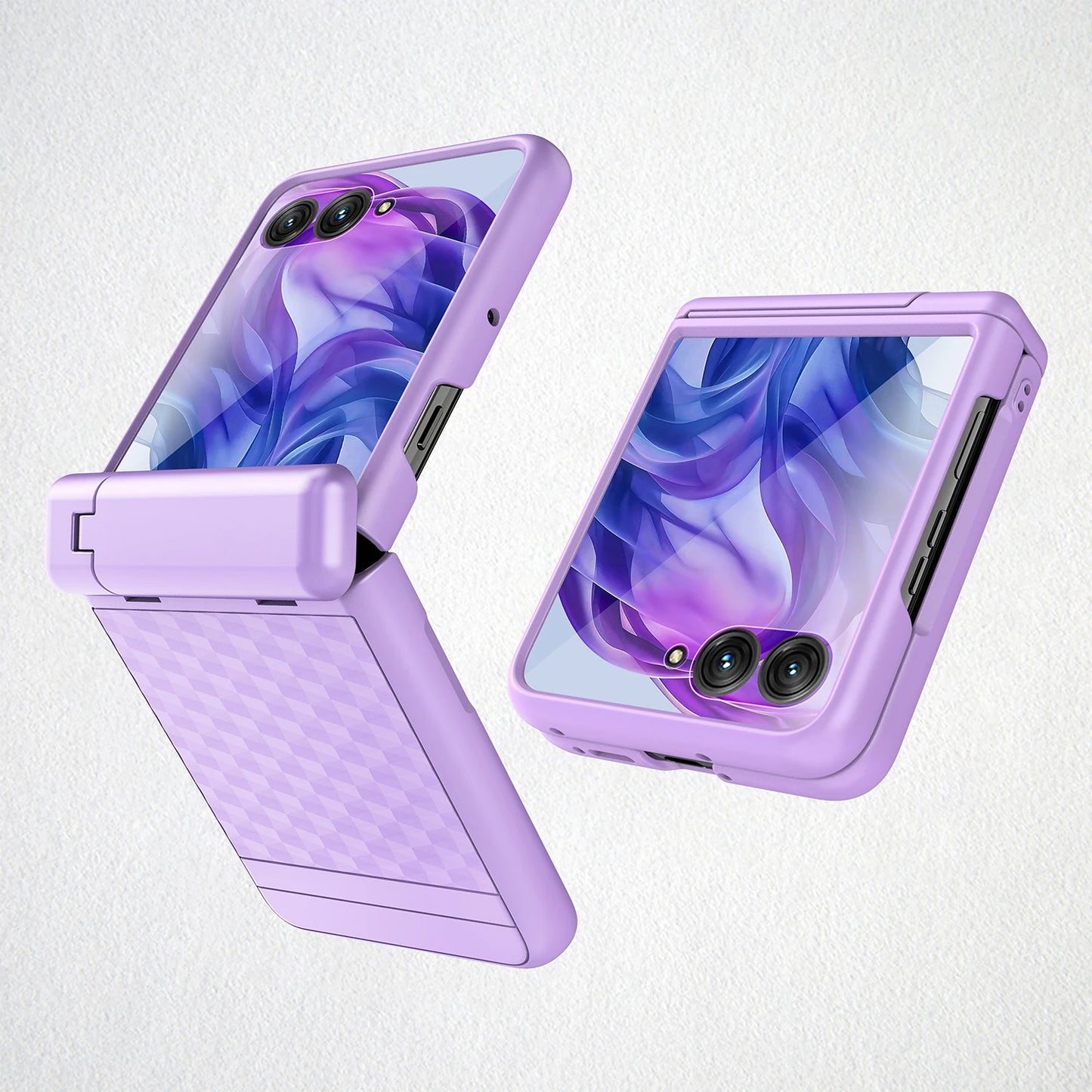 Water Cube Design Hinge Wrapped Hard Case With Hiden Stand And Glass Protector For Motorola Razr 60 50 60Ultra 2025 2024