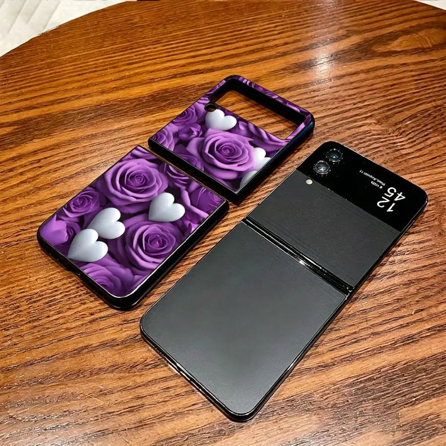 Phone Cover Case for Samsung Galaxy Z Fold 7 6 5 4 3 Z Flip 7 6 5 4 3 Brilliant Purple Roses