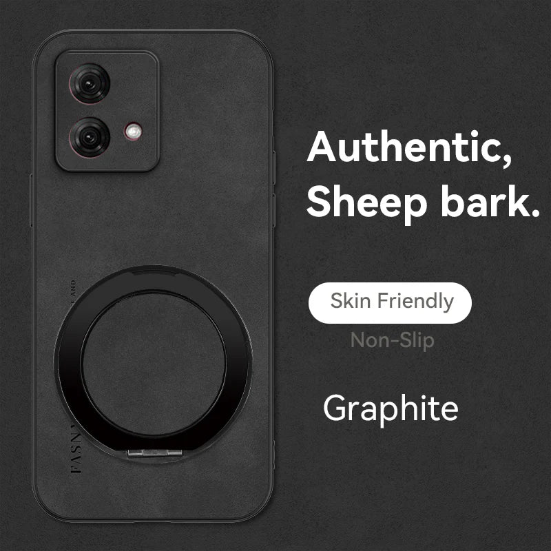 360° Degree Rotate holder Case For Motorola Moto Edge 60 Fusion 50 Ultra 40 neo 30 Sheepskin Leather Back Cover