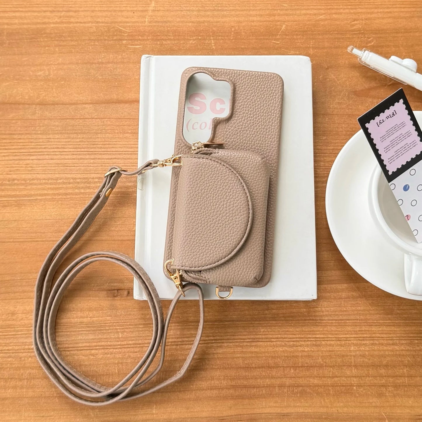 Crossbody Long Lanyard Leather Cards Bag Case for Samsung S26 Ultra S25 S24 Plus A17 A07 A57 A37 Built in Makeup Mirror Cover