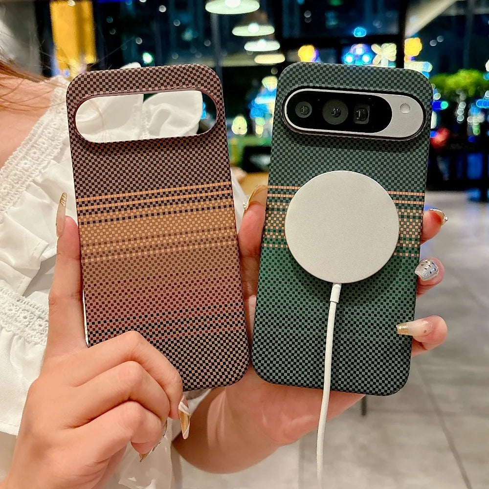 Carbon Fibre Texture Relief Magnetic Business Case For Google Pixel 10 Pro XL 9A 8 7Pro For Magsafe Charging Thin Light PC Cover