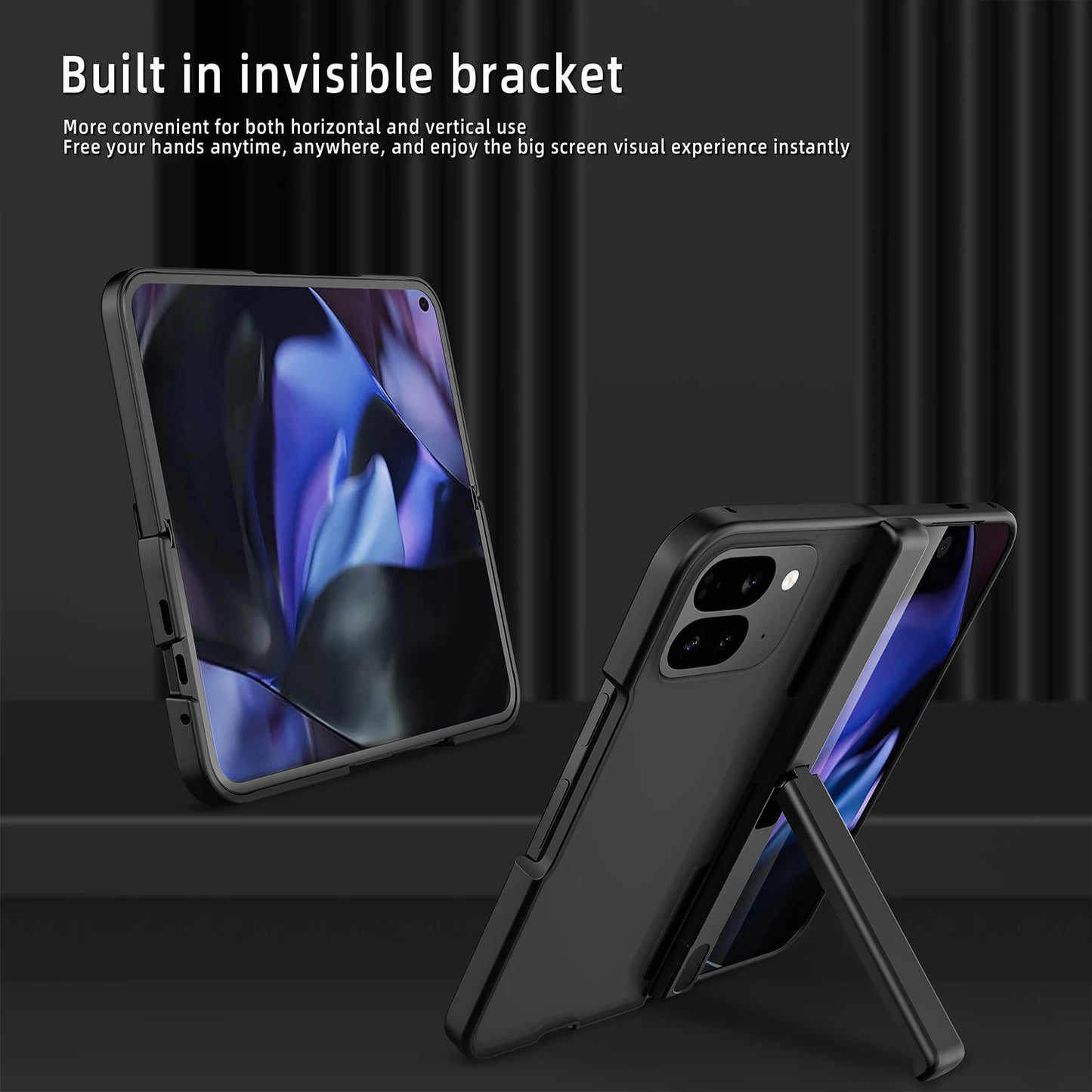 Kickstand Hinge Protective Frosted Case For Google Pixel 10Pro Fold With Built-in Tempered Glass Screen Protector