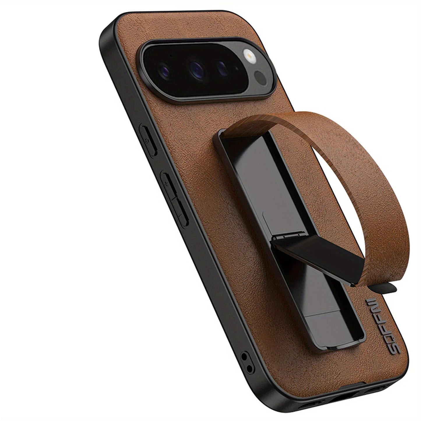 For Google Pixel 10 ProXL Case Luxury Leather Electroplating Wristband Stand Cover For Google Pixel 9A 9 Pro XL Shockproof Funda