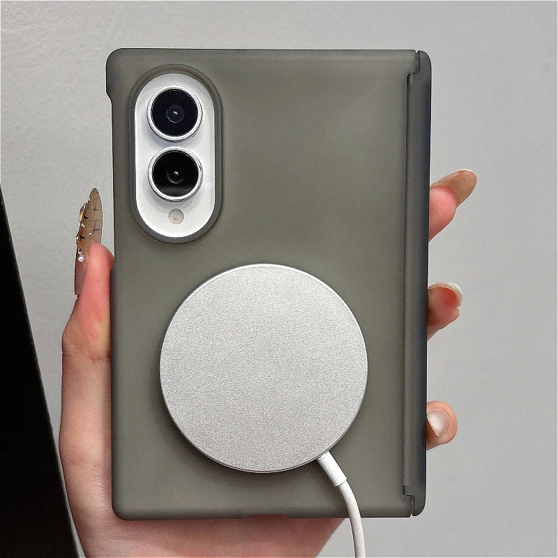 PC Frosted Magnetic Slim Case For Samsung Galaxy Z Fold 8 7 6 5 4 5G ZFold8 Fold7 Luxury Matte Transparent Shockproof Back Cover