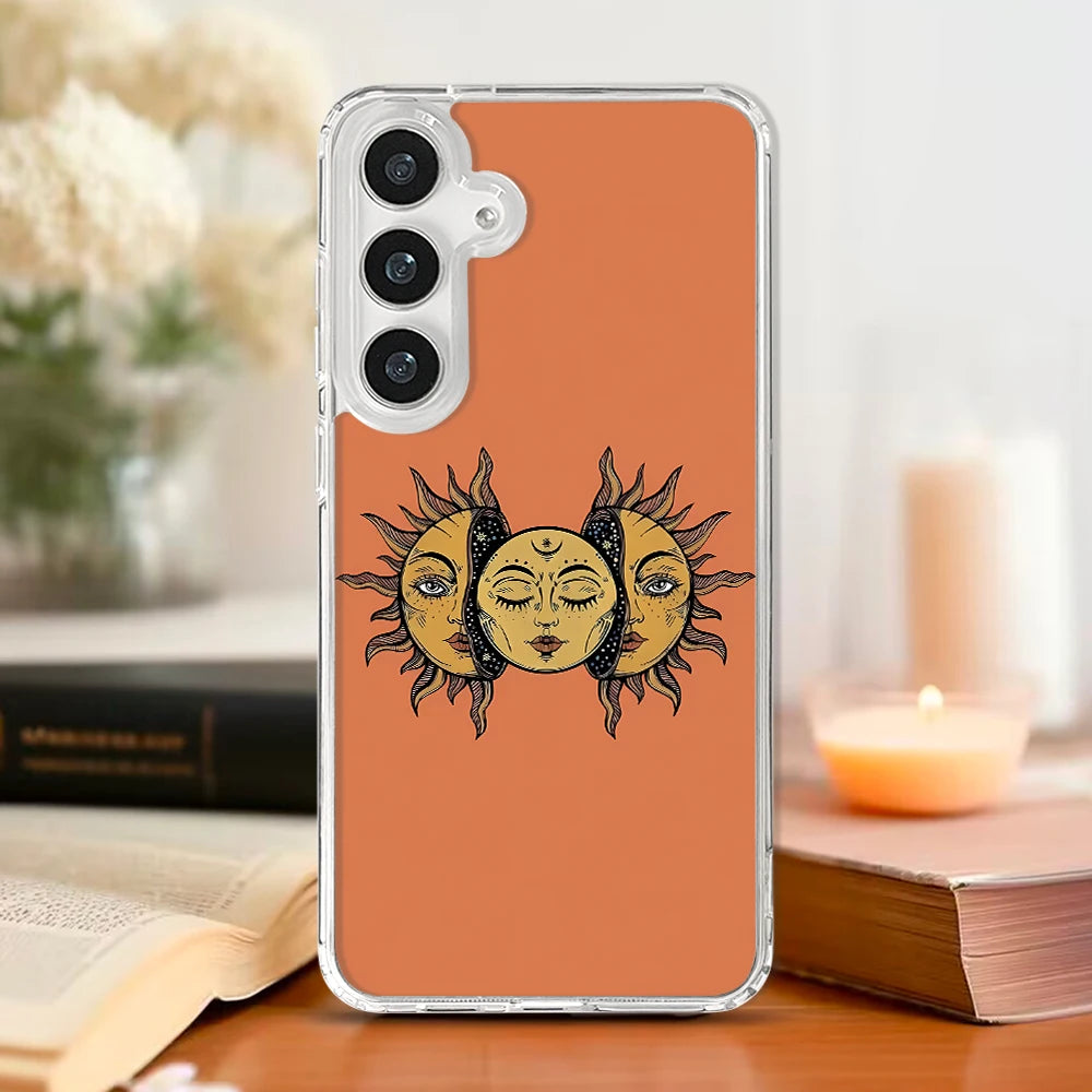 Retro Tarot Sun Moon Stars Magnetic Phone Case for Samsung Galaxy S25 Ultra S24 FE S22 S23 Plus A55 A56 A36 A16 5G Cover