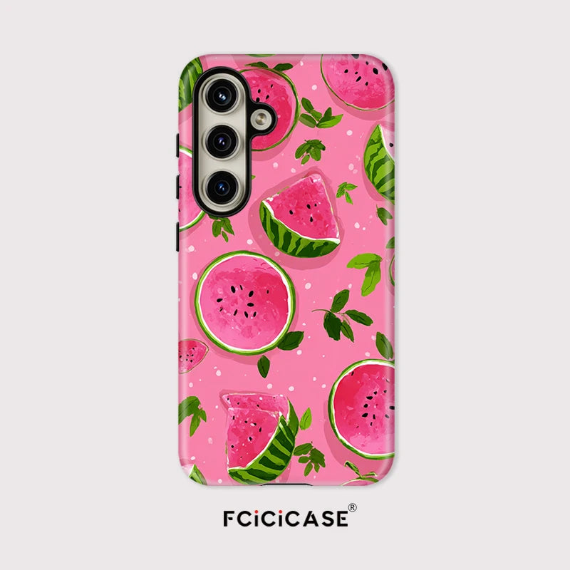 Fcicicase Watermelon Pattern Phone Case For Samsung Galaxy A16 A26 A 26 5G A56 A36 2 IN 1 PC TPU Double-layer Matte Cover