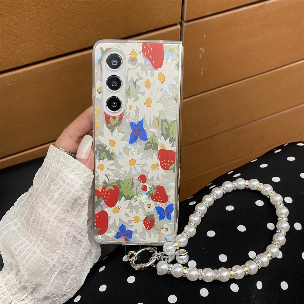 for Samsung Galaxy Z Fold 7 5G Hard PC Phone Case Floral Shell for Z Fold 7 6 5 4 3 Drop-Proof Protective Cover