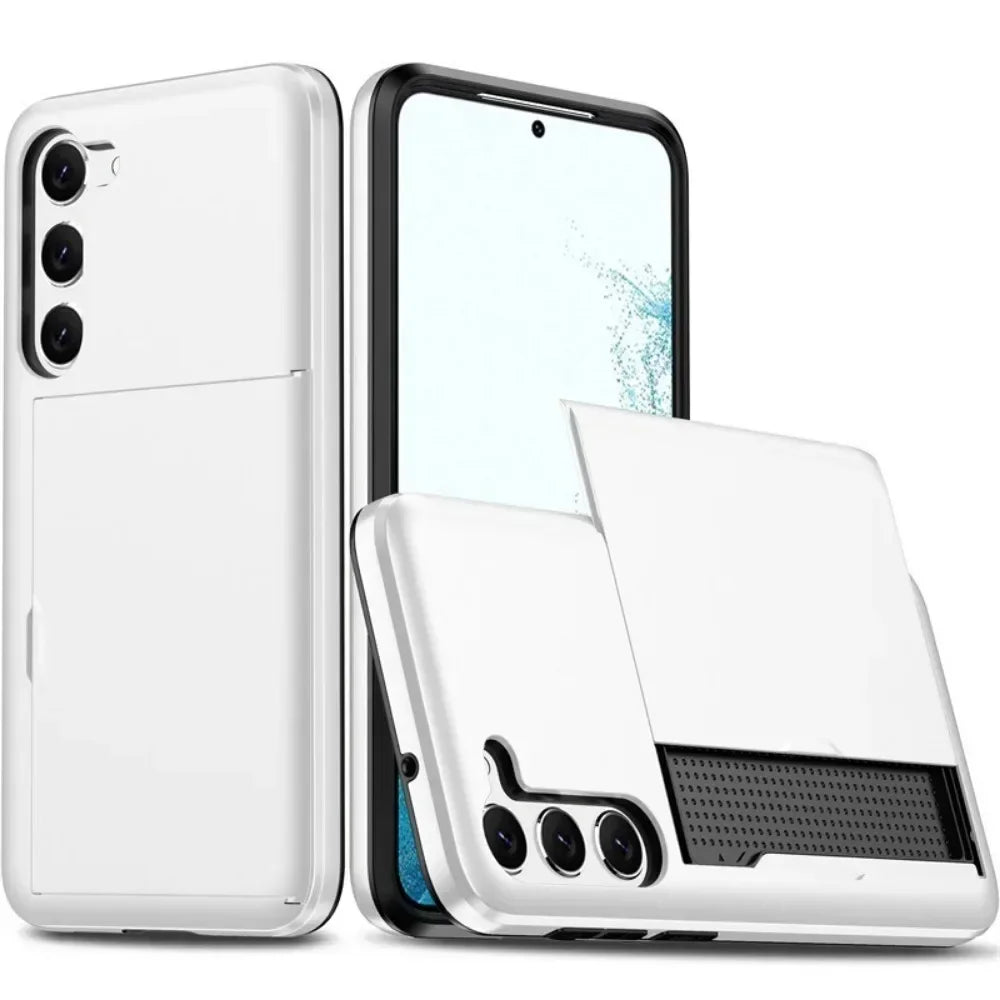 For Samsung Galaxy S25 S24 Ultra S22 Plus S23 S21 S20 FE Note 20 A17 A55 Wallet Cover Card Holder Slot Shockproof Phone Case
