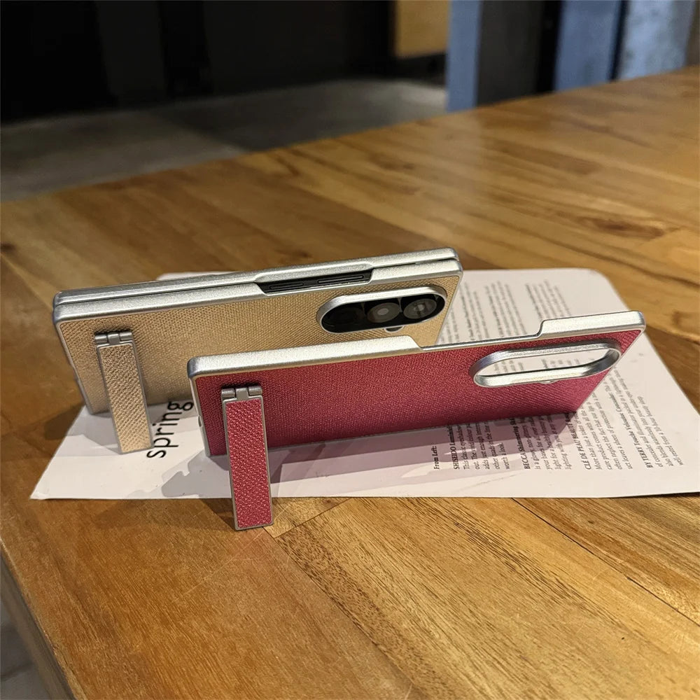 Luxury Full Glitter Rhinestone Folding Stand Phone Case For Samsung Z Fold 7 6 5 4 3 Plating Shockproof Frame Protection Cover