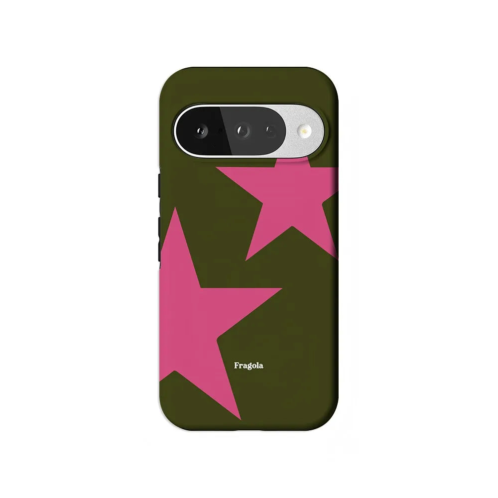 Luxury Clmj Fragola Black Star Pattern Phone Case For Google Pixel 10 9 8 7 10a 9a 8a 7a 5a Pro XL 5G Double-layer Back Cover