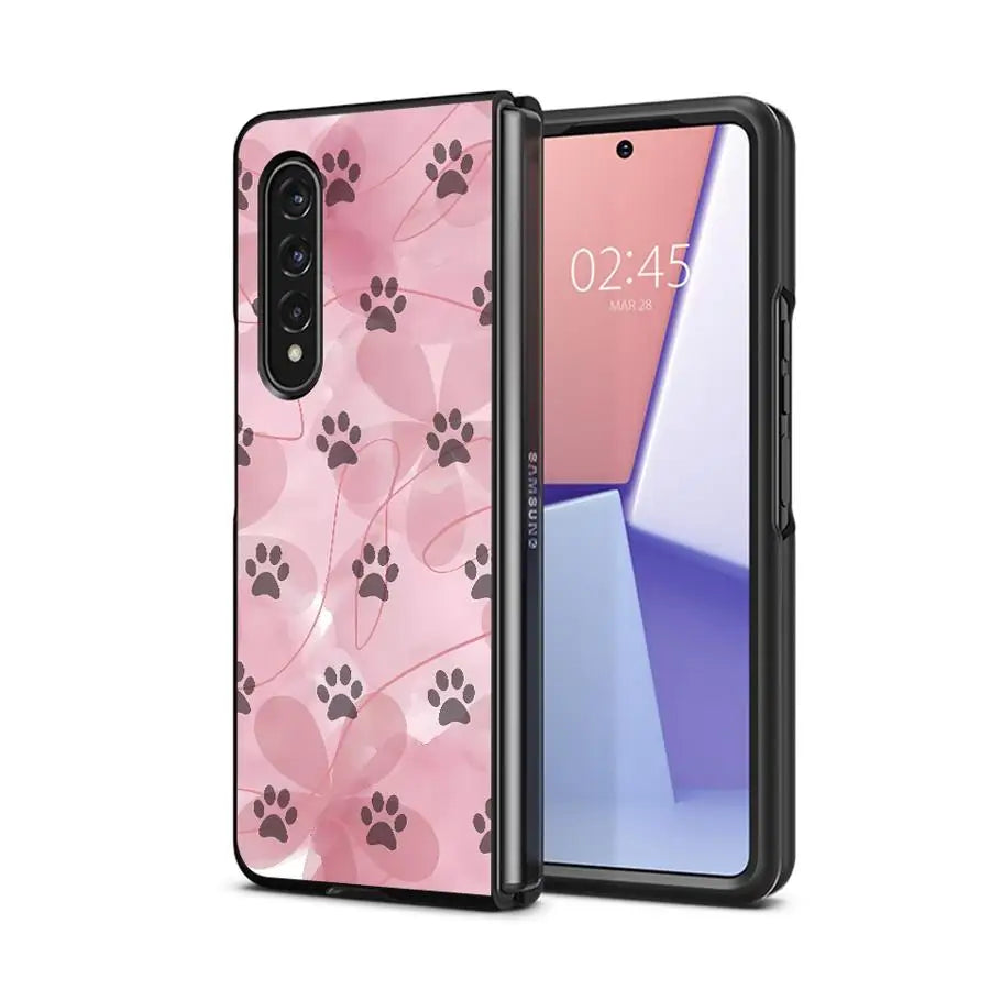 Cartoon Cute Pet Paw Prints Case for Samsung Galaxy ZFold4 ZFold6 ZFold3 ZFold5 ZFold7 Z Fold 7 6 5 4 3 Back Phone Cover