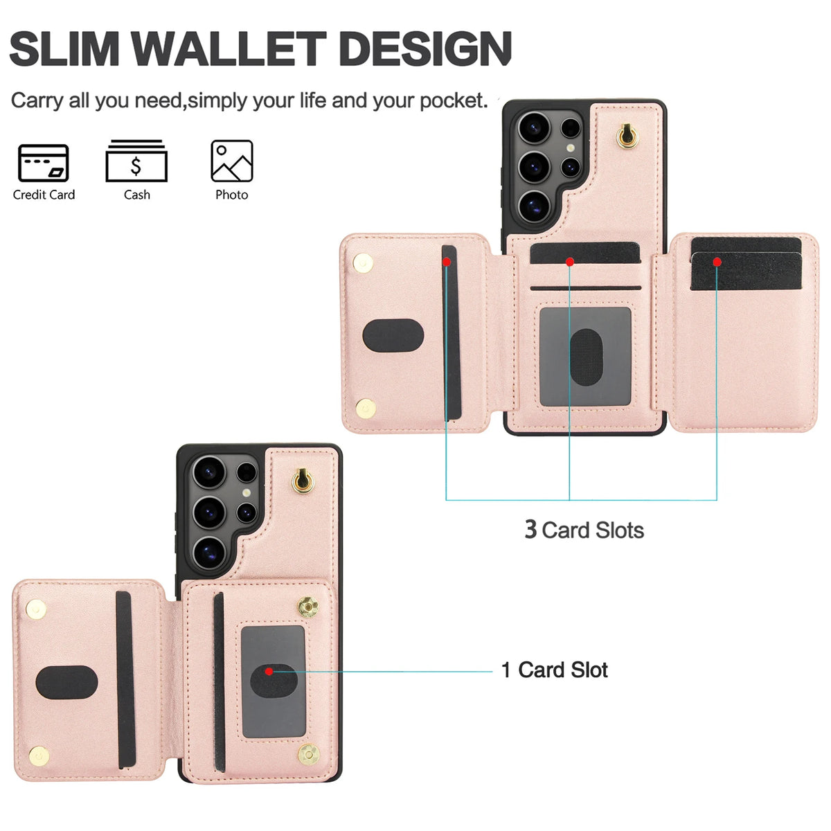 Crossbody Zipper Cards Solt Leather Case For Samsung Galaxy S25 Ultra S24 S23 S22 Plus A16 A26 A36 Kickstand Lanyard Purse Cover