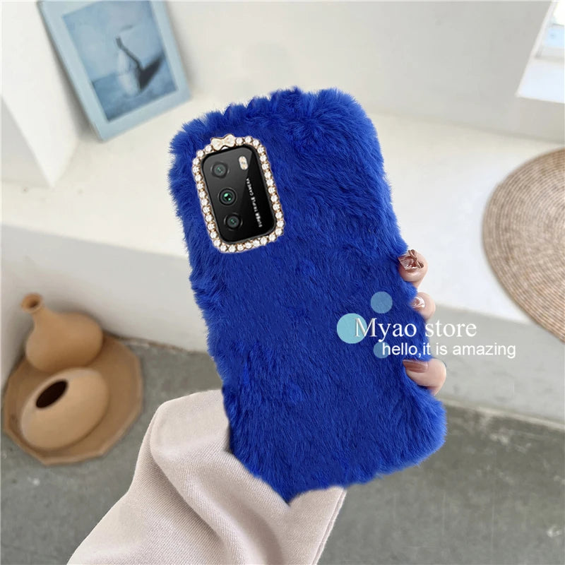 Hot Pink Phone Case For Google Pixel 9 9A 10 Pro 8 8A 7 7A  6 6A 5 5A Cady Color Fluffy Plush Fur Warm Soft Cover For Pixel 8