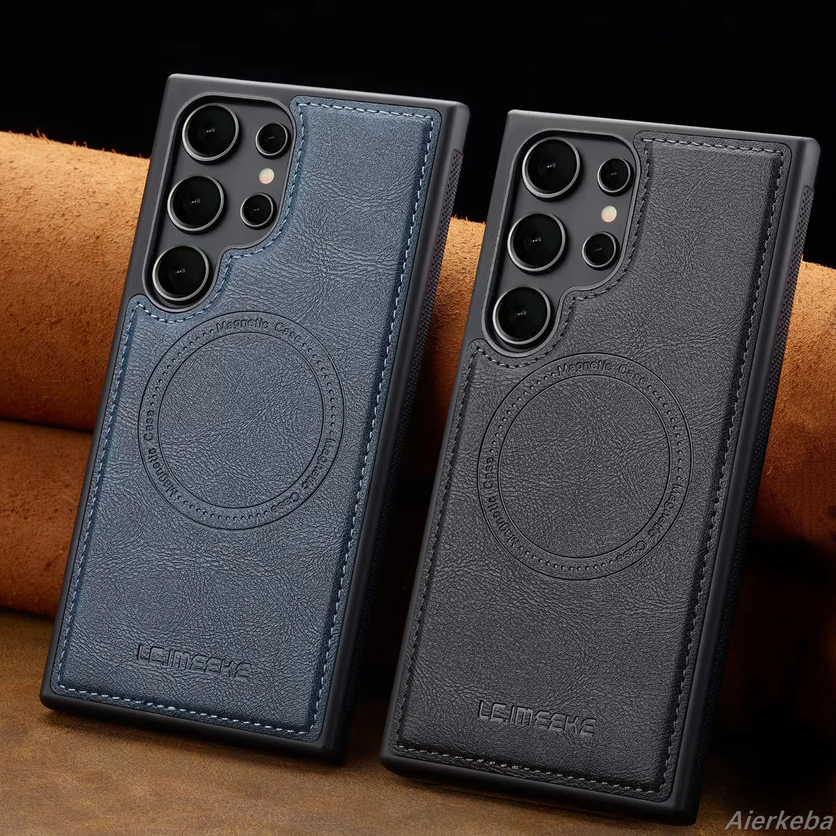 Magnetic Leather Phone Case for Samsung Galaxy S26 S25 Edge S24 Ultra S23 FE S22 Plus S21 S20 A17 A37 A57 Wireless MagSafe Cover