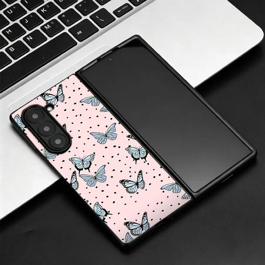 Polka Dot Butterflies Case for Samsung Galaxy ZFold7 ZFold5 Z Fold 7 6 5 4 3 ZFold3 ZFold6 ZFold4 Back Phone Cover