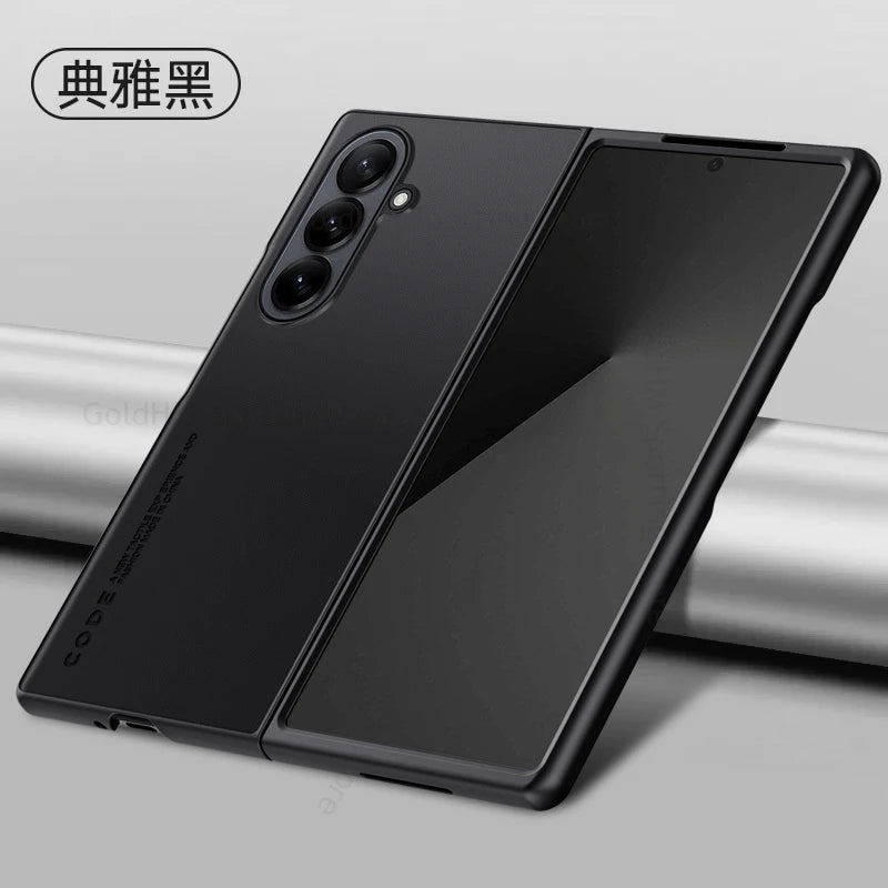 Capa For Samsung Z Fold 7 6 5G Pure Color Leather Shockproof Phone Case For Galaxy Z Fold7 fold 6 5 4 3 Hard PC Protective Cover