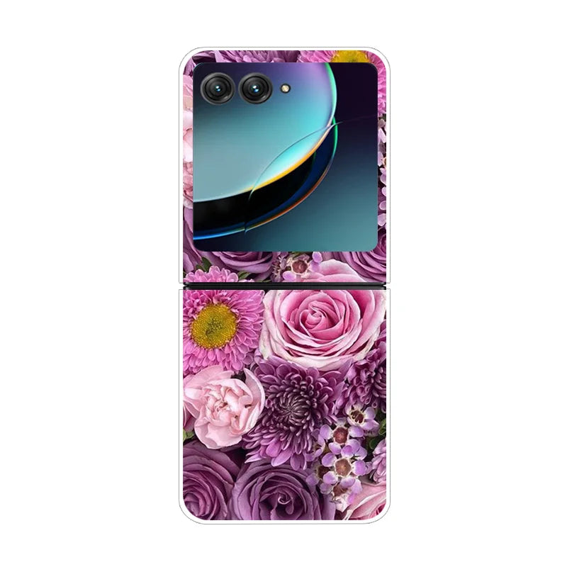 For Motorola Razr 40 Ultra Phone Case Flower Painted Clear Plastic PC Hard Back Cover For Moto Razr 40 Ultra Case 40Ultra 6.9"