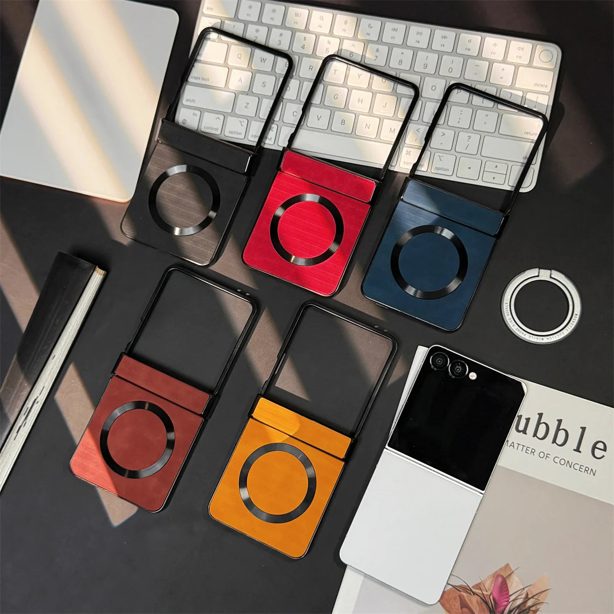 Luxury Leather Phone Case for Samsung Galaxy Z Flip 7 6 5 4 3 5G ZFlip7 FE Hinge Protection Shockproof Cover