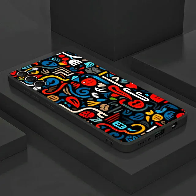 Phone Case For Samsung Galaxy S25 S24 Ultra S23 FE Note 20 10Plus S22 S21 S25Plus Soft Shell Cover Colorful Lines Graffiti