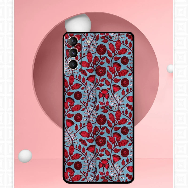 African Wax Pattern Fabric Case For Samsung Galaxy S24 S23 Ultra S22 S20 FE S21 FE Note 10 20 S8 S9 S10 Plus Cover
