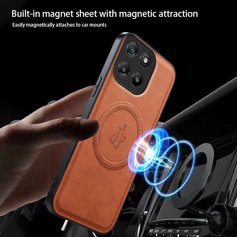 PU Leather Case for Magsafe Magnetic Wireless Charging Hard Kickstand Cover For Motolora Edge 70 G67 Power G56 G57 G86 60 50
