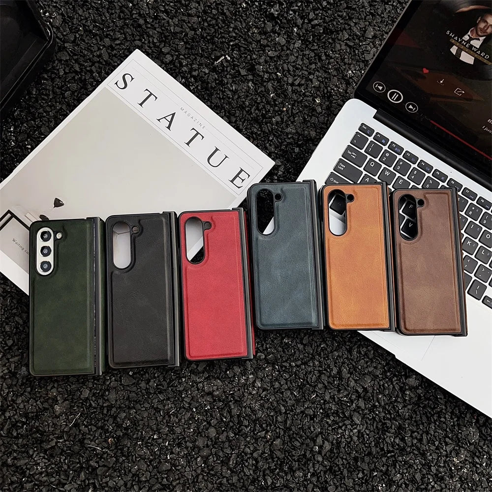 Business PU Leather Case For Samsung Galaxy Z Fold 7 6 5 4 Detachable Medium Axis Protection Mobile Phone Cover