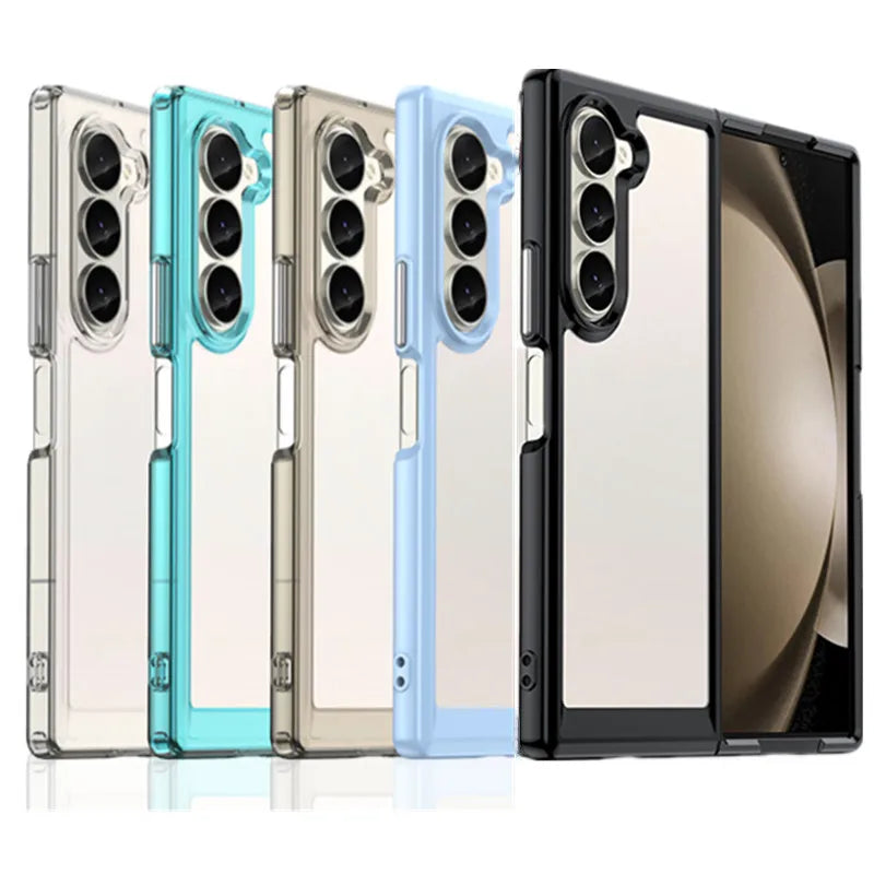 Transparent Colorful TPU Case for Samsung Galaxy Z Fold 6 5 4 3 Protective Cover Clear Fundas Coque Capa