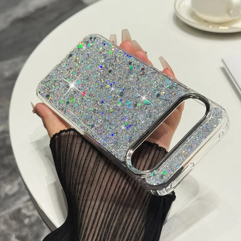 Luxury Sequins Laser Full Shiny Glitters Case For Google Pixel 10 9 8 Pro XL 9A 8A Shockproof Bling Crystal Clear Rubber Cover