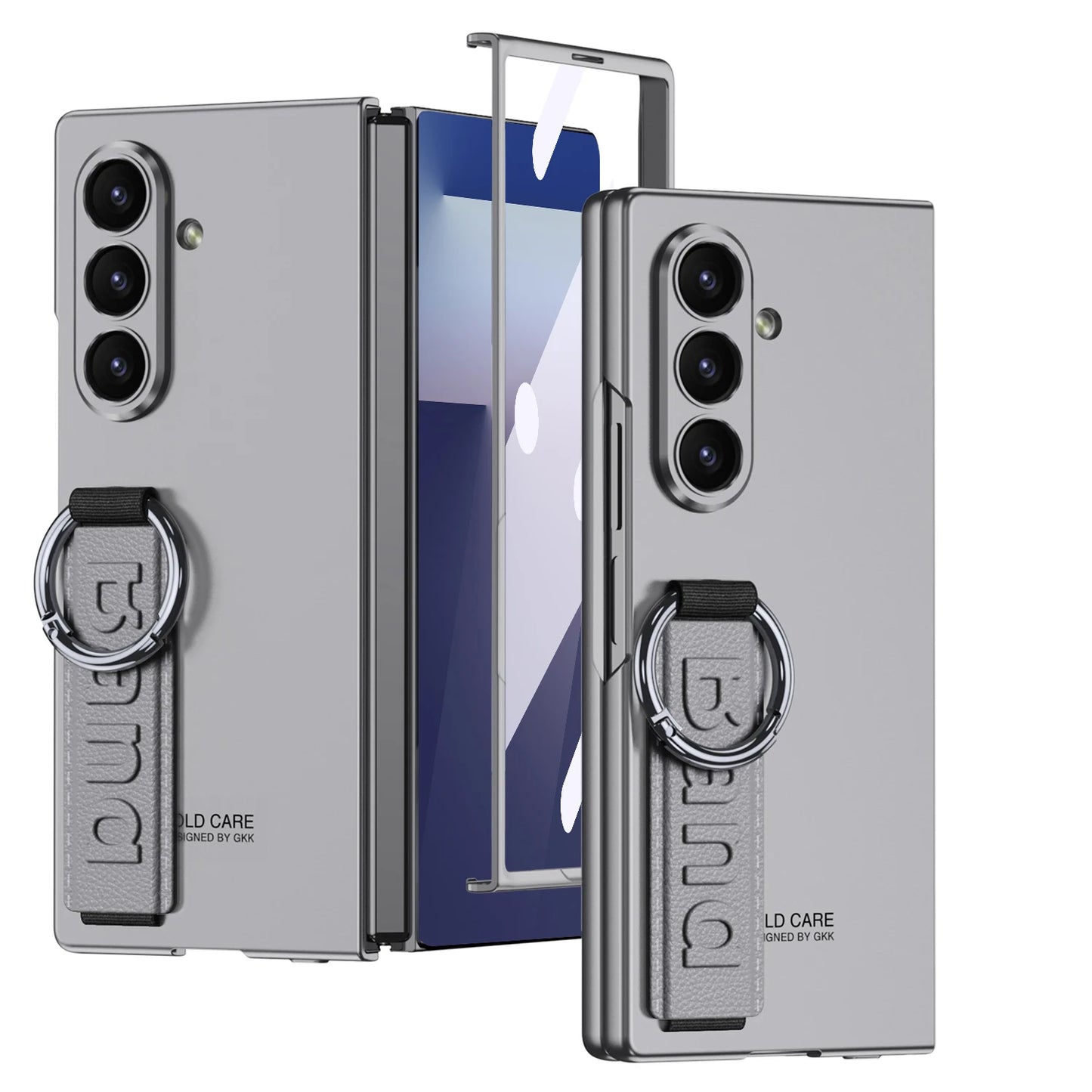 Ultra-thin Wrist Strap Matte Cover For Samsung Galaxy Z Fold 7 6 Outer Screen Protector Ring Holder Case For Galaxy Z Fold7 Case