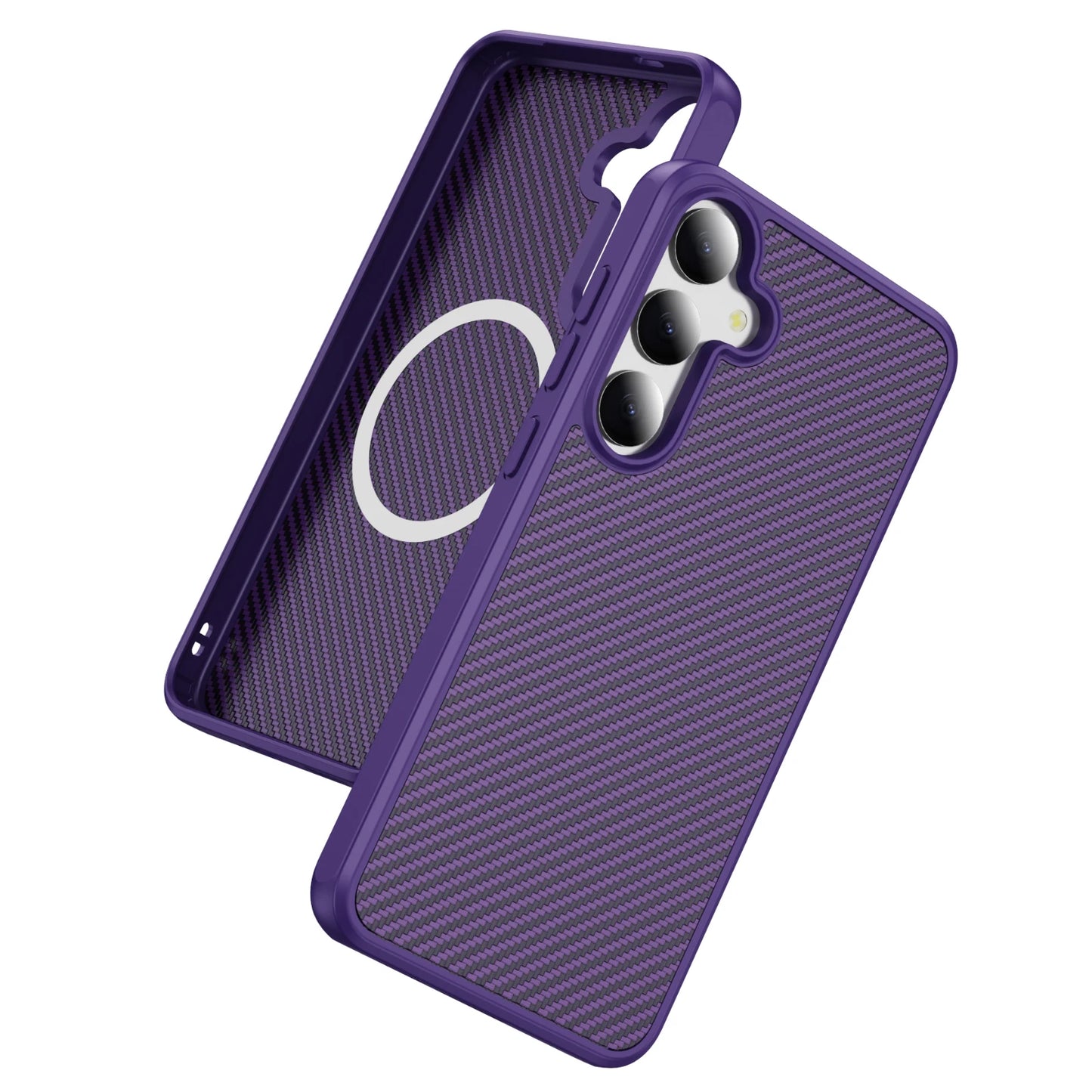 Luxury Carbon Fiber Texture Matte Magnetic Case for Samsung Galaxy S25 S24 S23 Ultra Plus for Magsafe Shockproof Hard Back Cover