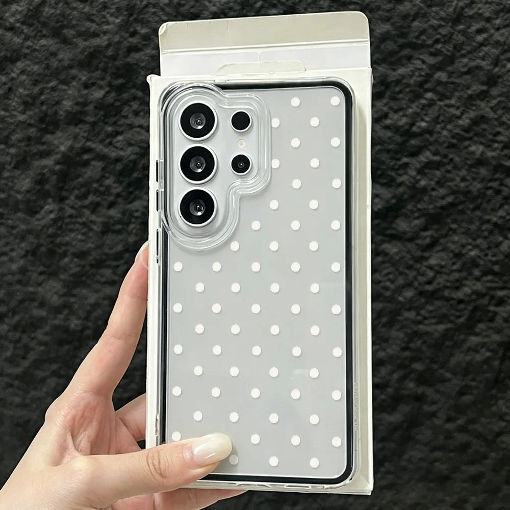 Cute Polka Dot Phone Case For Samsung A56 5g A57 S26 Ultra A55 A35 A34 A25 A07 A16 A37 A17 A53 A06 A05 S23 S24 S25 Glossy Cover