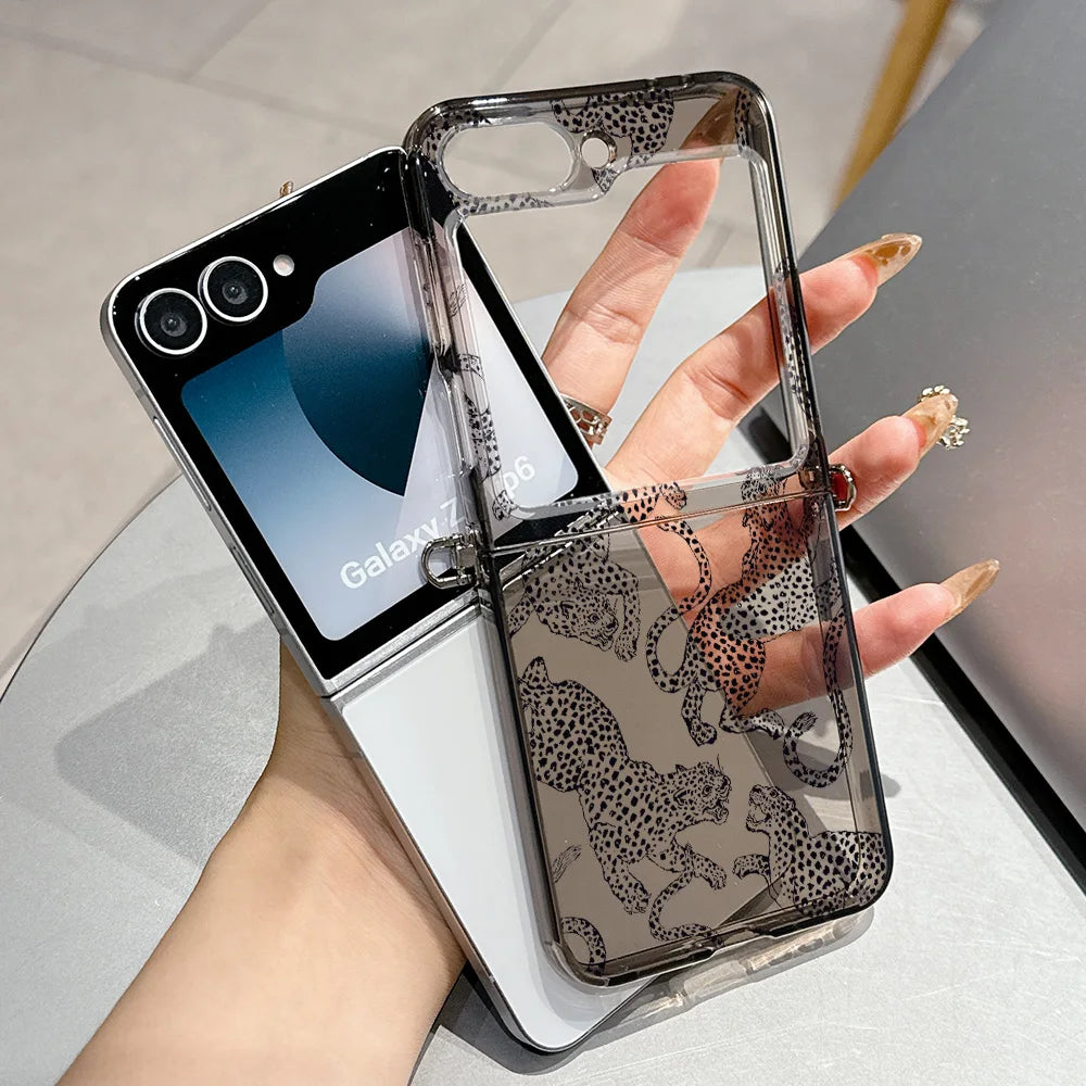 Fashion Pink Leopard Phone Case for Motorola Moto Razr 40 50 60 Ultra 5G Semi-transparent Foldable Soft TPU Cover