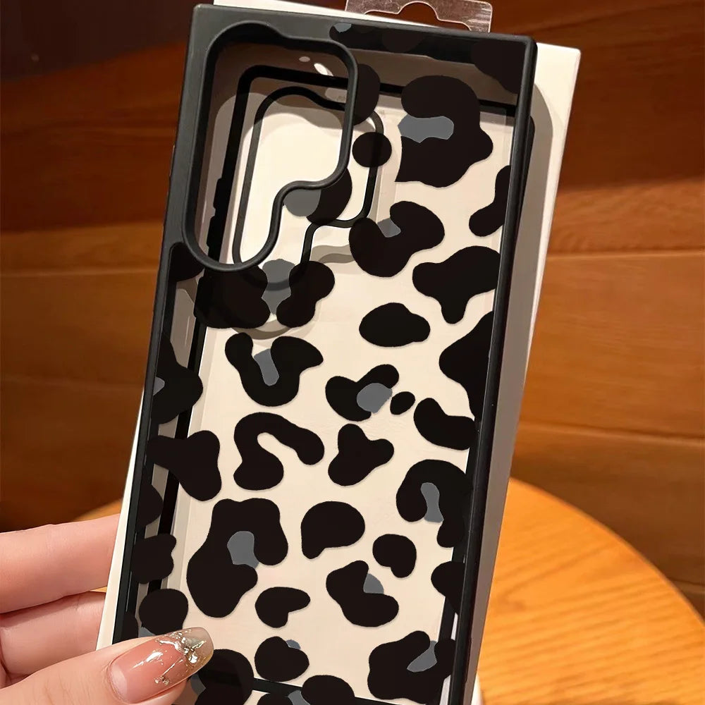 Silicone Matte Phone Case For Samsung Galaxy S25 Ultra Funda S24 Ultra S24 FE S23 Ultra S26 Prtotective Leopard Painted Cover