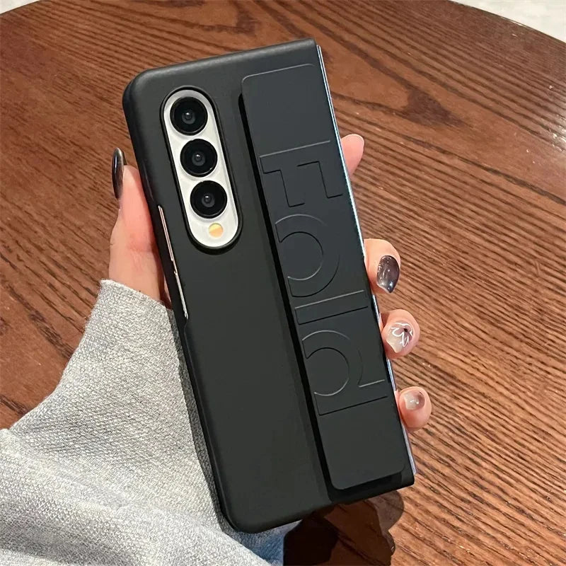 Luxury Soft Silicone Wrist Strap Holder Phone Case For Samsung Z Fold 5 zfold4 Fold3 ZFold6 Cases Ultra Thin Matte Hard PC Cover