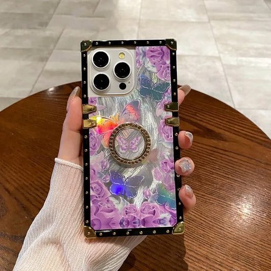 Luxury Phone Case Ring Funda For Moto G Stylus 5G 2024 Motorola G Power 2023 One 5G Ace Play 2022 Pure Women Lanyard Gold Cover