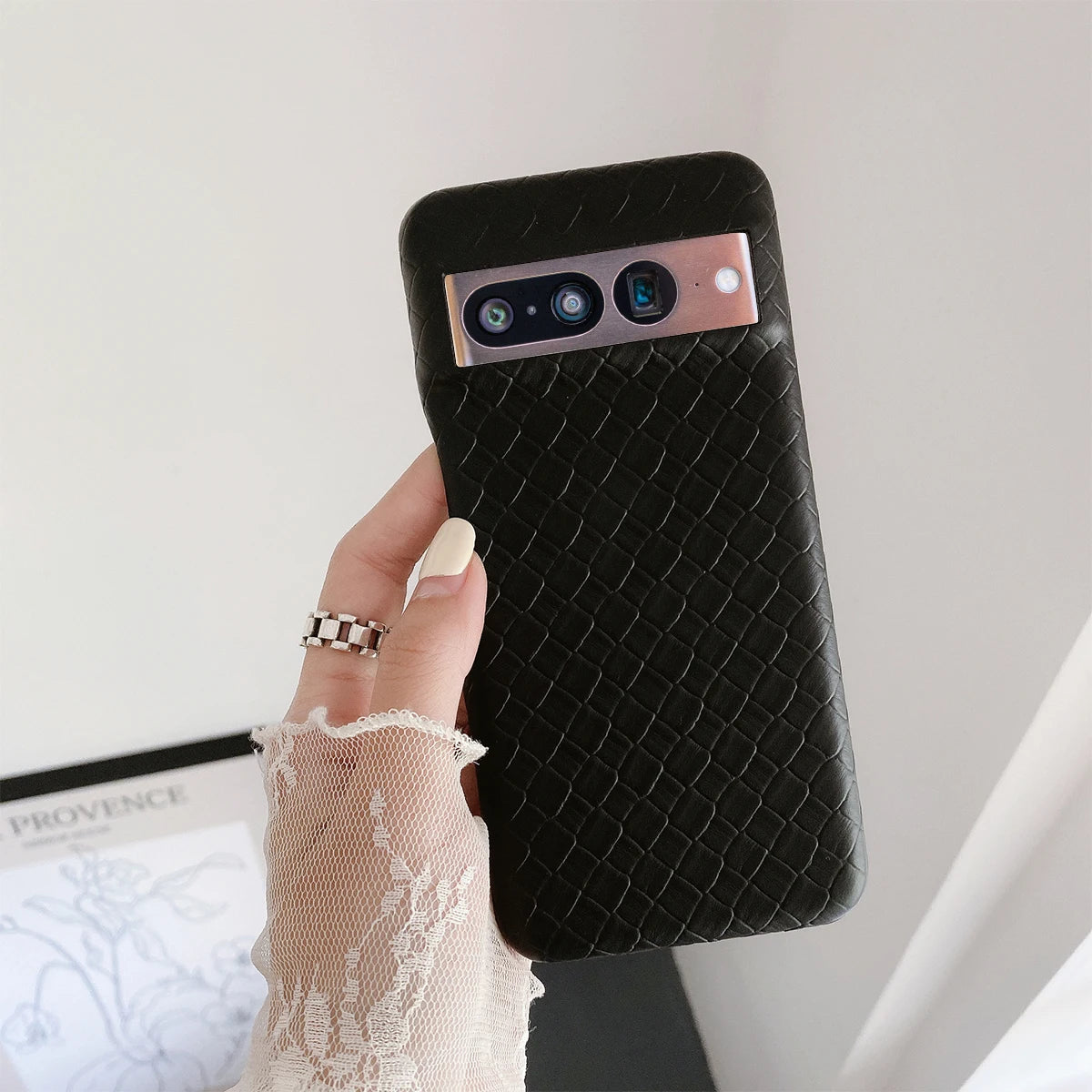 Luxury Leather Phone Case For Google Pixel 8 7 6 Pro 7a 6a 4a 5 4 XL Simple Fashion Woven Plaid Pattern Cover