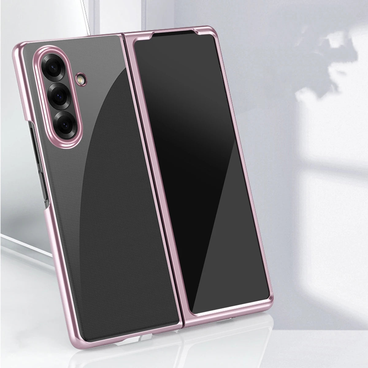 Luxury Electroplated Case For Samsung Galaxy Z Fold 7 6 5 4 3 5G Folding Screen Electroplated PC Transparent Protective Cover